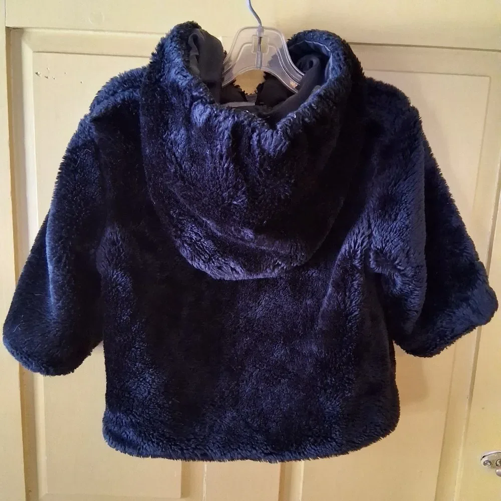 Rothschild Kids Black Plush Faux Fur Zip Up Hooded Jacket Size 2T